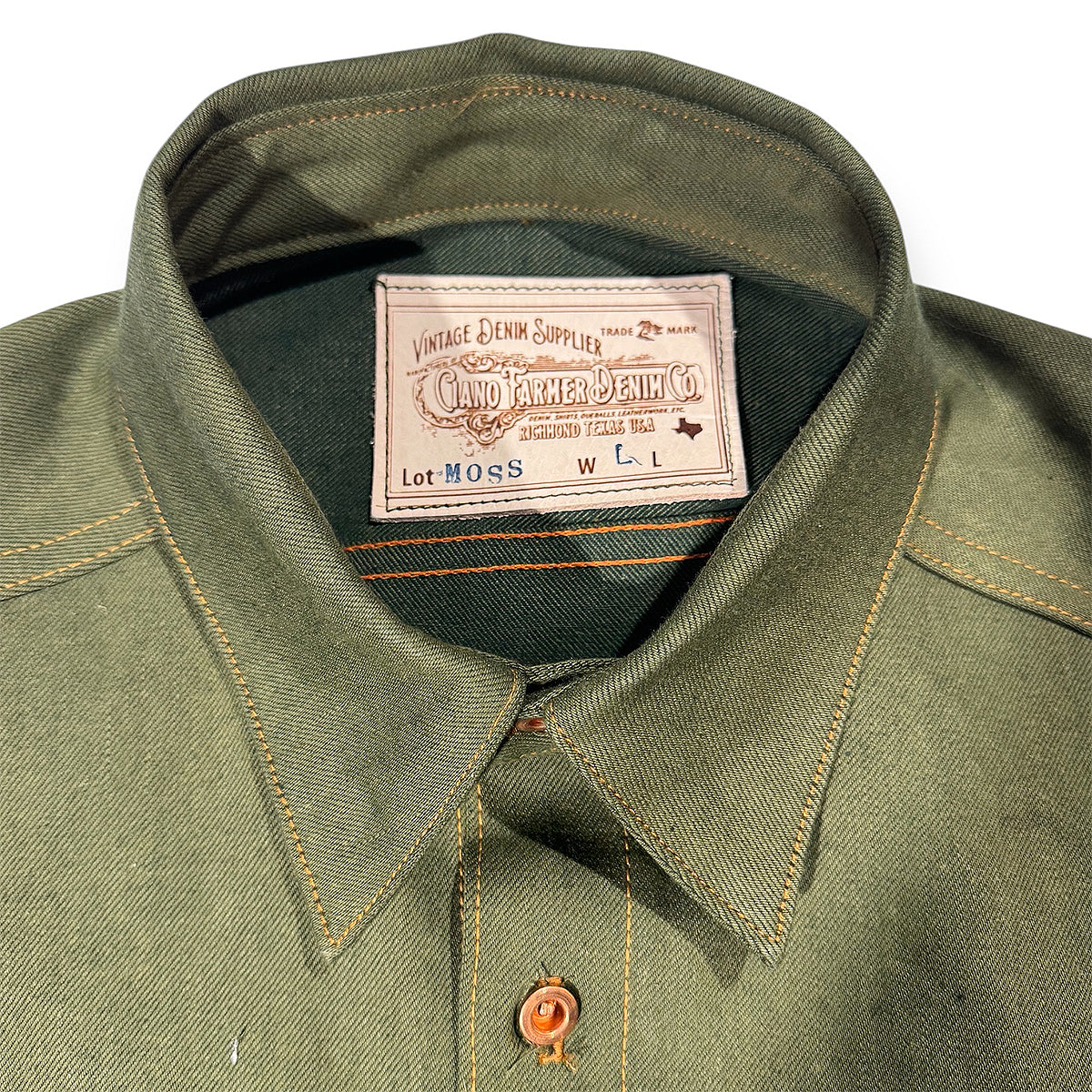 #77510 13.5oz Japanese Olive/Olive Selvedge Bull Denim Work Shirt
