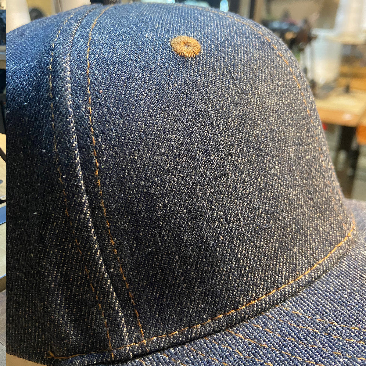 14oz Cone Mills Denim Snapback HAT CFDCo Sales and Service Patch - Mid Crown