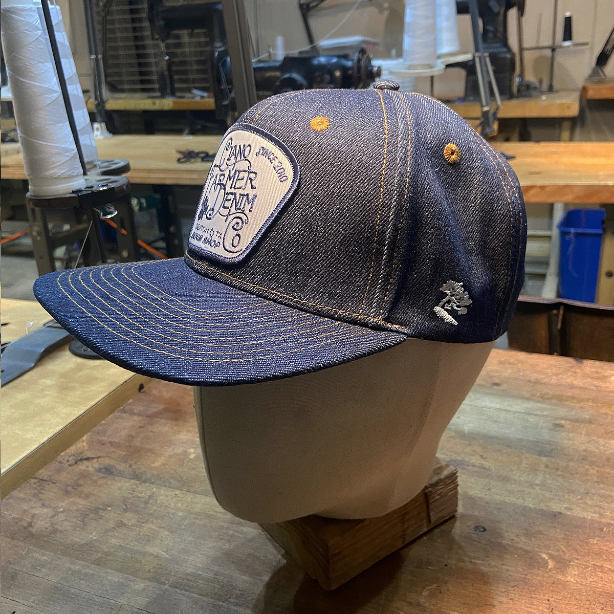14oz Cone Mills Denim Snapback HAT CFDCo Fisherman Patch
