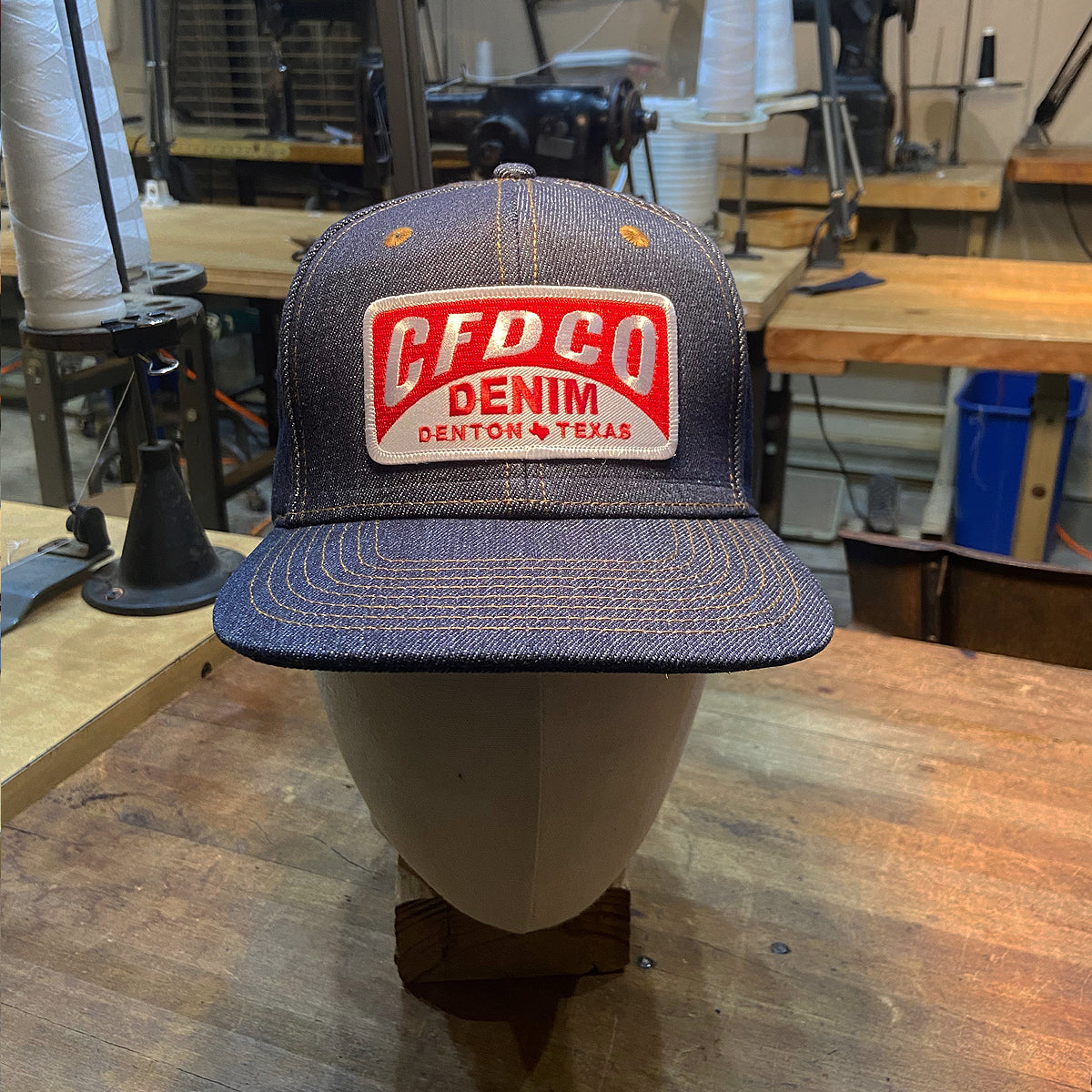 14oz Cone Mills Denim Snapback HAT CFDCo Garage Patch