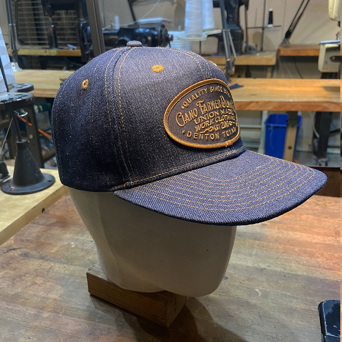 14oz Cone Mills Denim Snapback HAT CFDCo Shop Patch