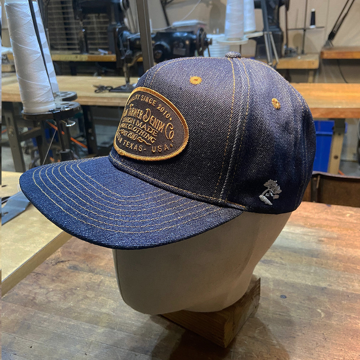 14oz Cone Mills Denim Snapback HAT CFDCo Shop Patch
