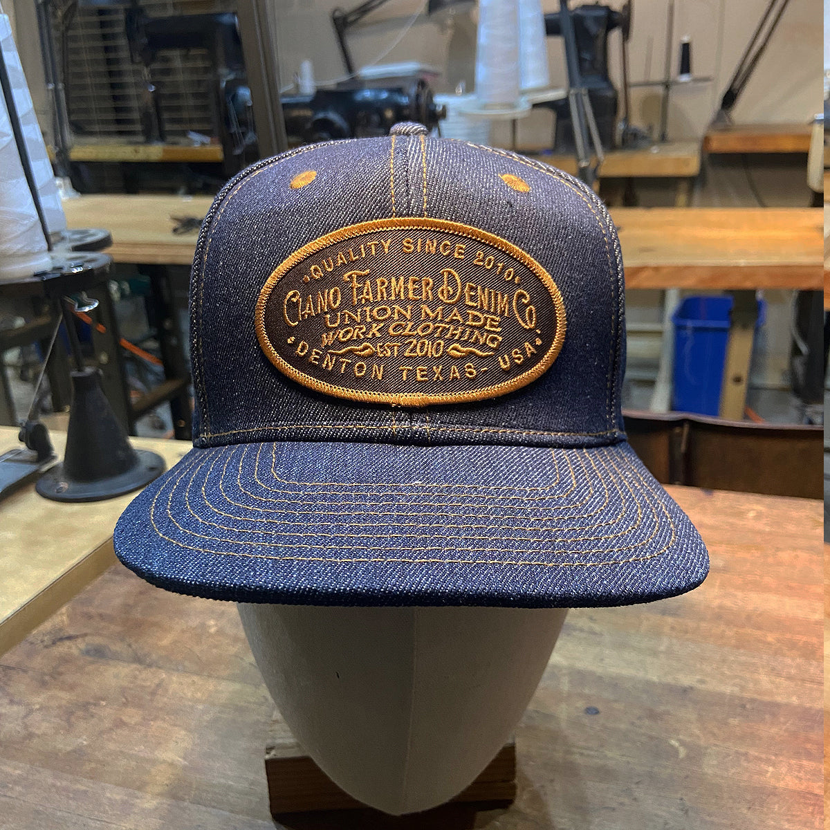 14oz Cone Mills Denim Snapback HAT CFDCo Shop Patch