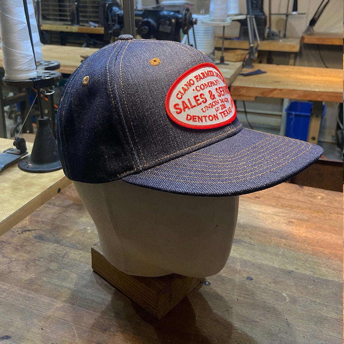 14oz Cone Mills Denim Snapback HAT CFDCo Sales and Service Patch