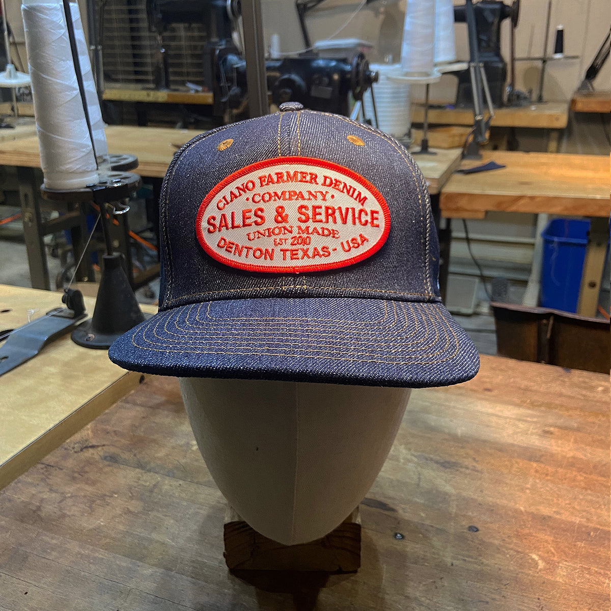 14oz Cone Mills Denim Snapback HAT CFDCo Sales and Service Patch