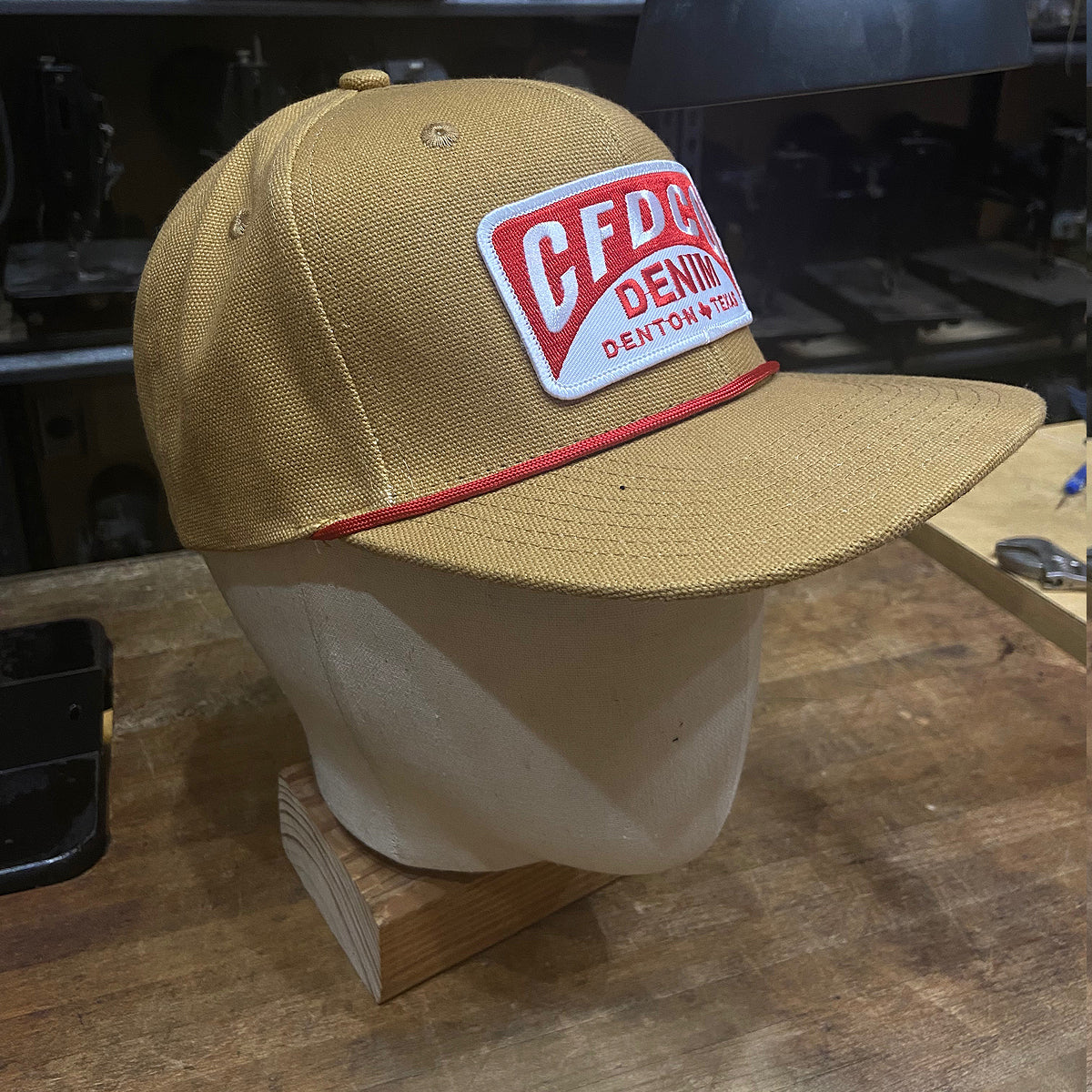 15oz USA Duck Canvas LITE OCHRE Snapback HAT CFDCo Garage Patch