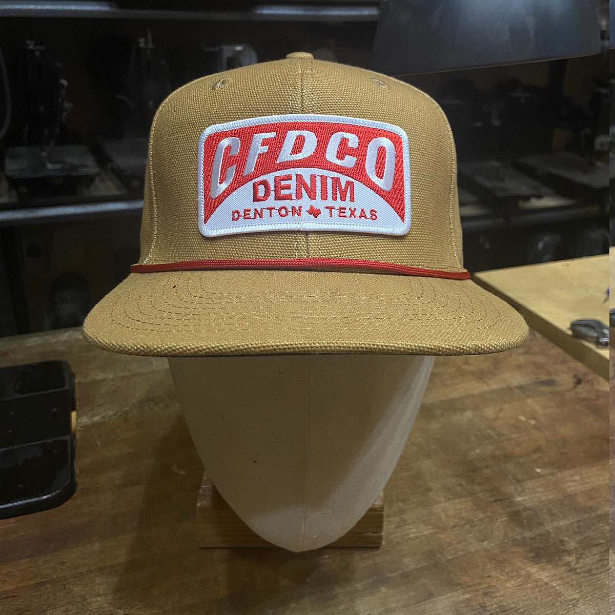 15oz USA Duck Canvas LITE OCHRE Snapback HAT CFDCo Garage Patch