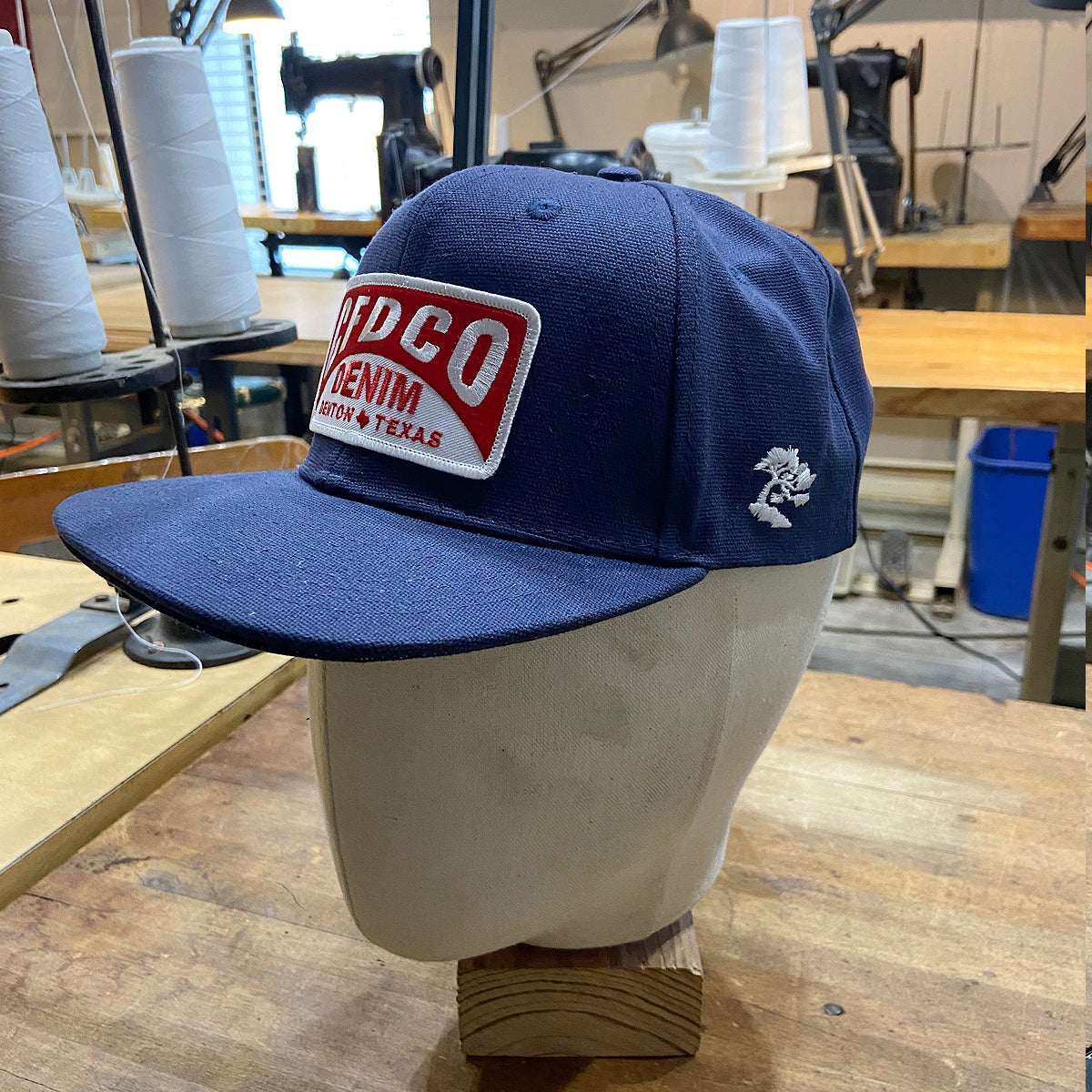 18oz USA Duck Canvas Snapback HAT "NAVY" CFDCo Garage Patch - Mid Crown