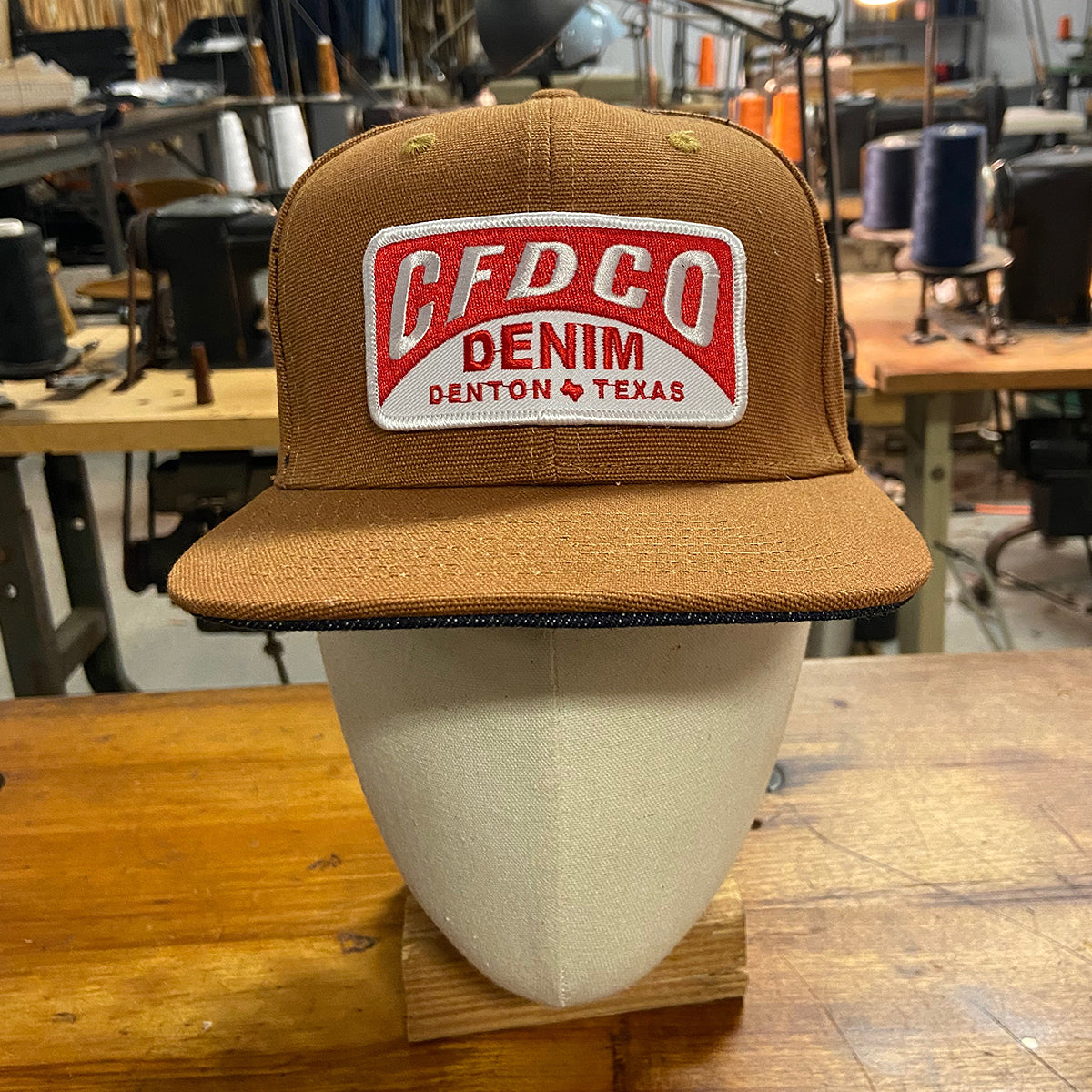 18oz USA Duck Canvas Snapback HAT "OCHRE" CFDCo Garage Patch