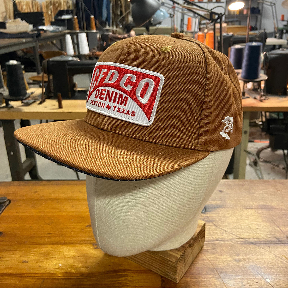 18oz USA Duck Canvas Snapback HAT "OCHRE" CFDCo Garage Patch