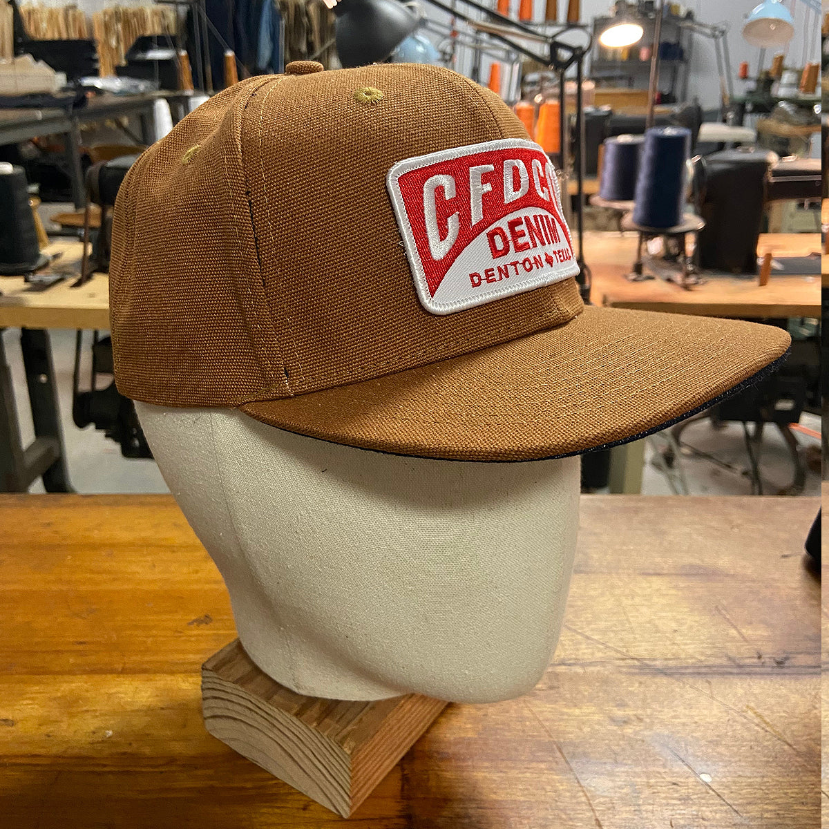 18oz USA Duck Canvas Snapback HAT "OCHRE" CFDCo Garage Patch