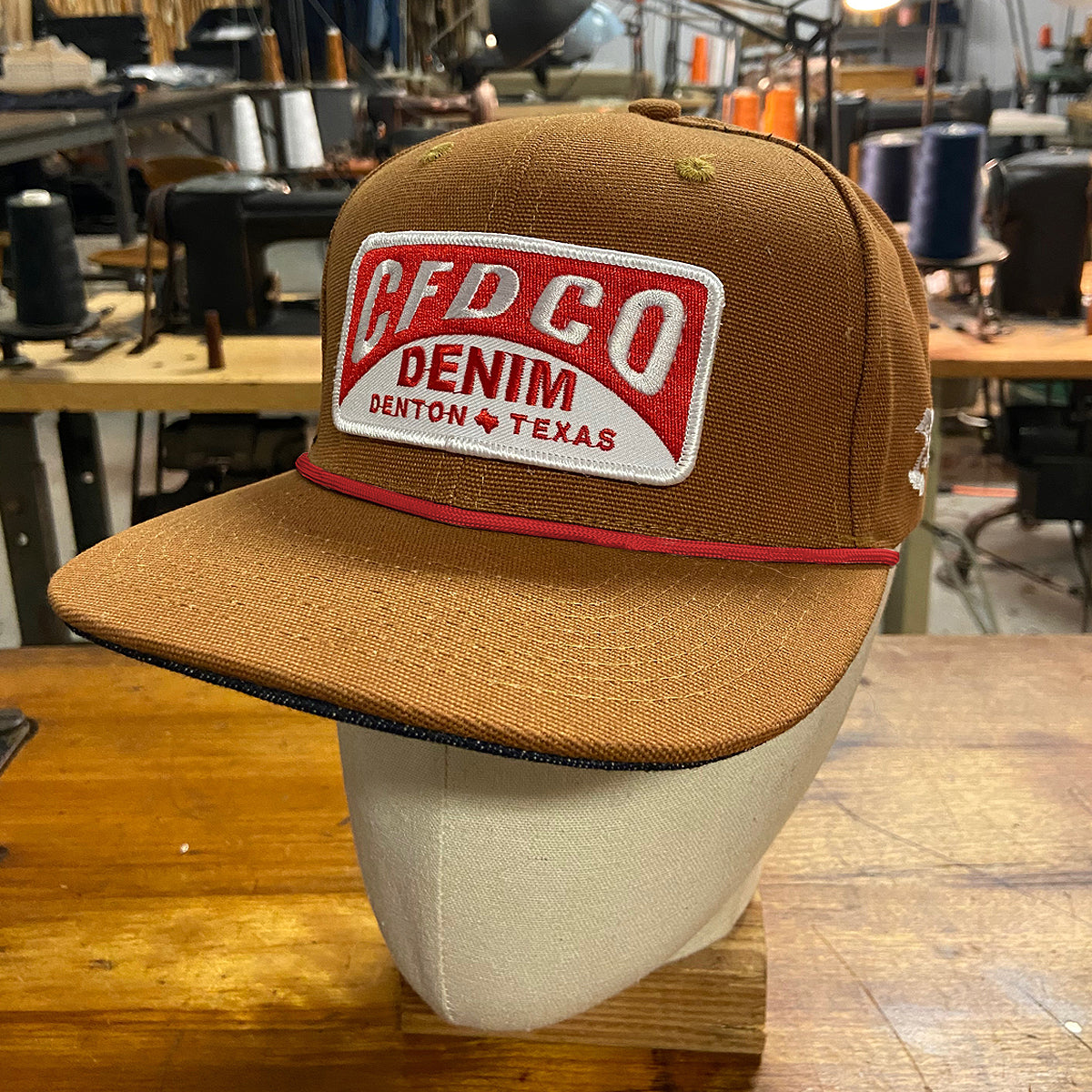 18oz USA Duck Canvas Snapback HAT "OCHRE" CFDCo Garage Patch