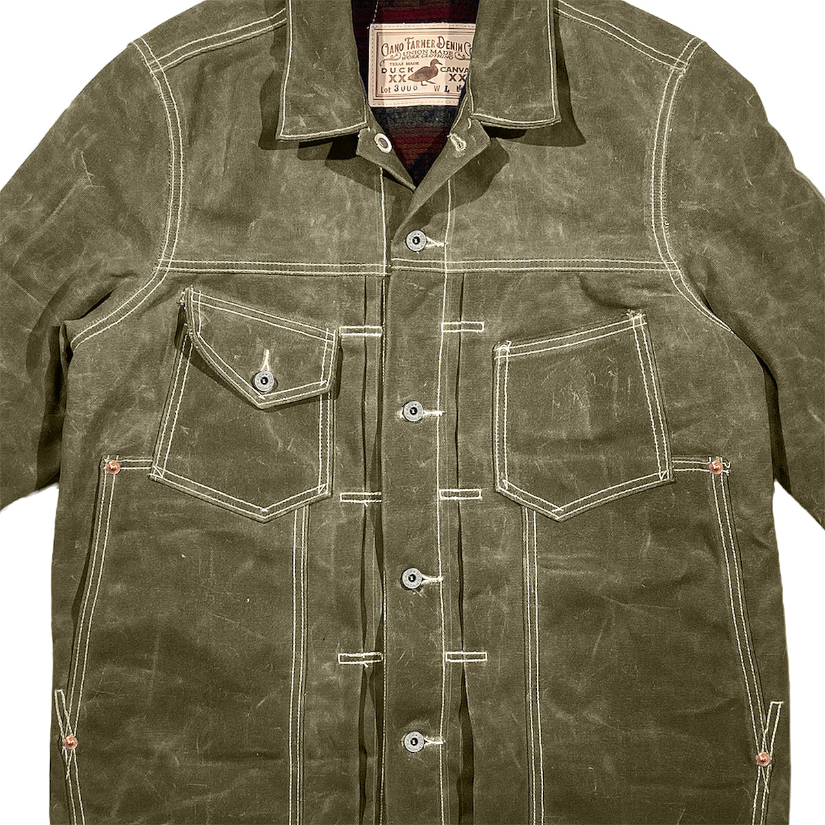 #3006 18oz Wax Duck Canvas Car Coat the "PABLO" Field Tan Green