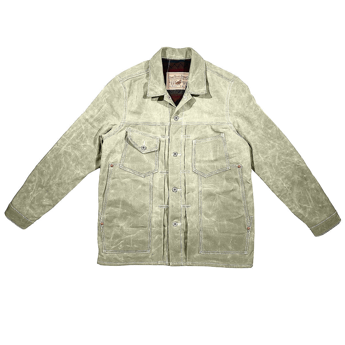 #3006 18oz Wax Duck Canvas Car Coat the "PABLO" Natural "Pinkerton"