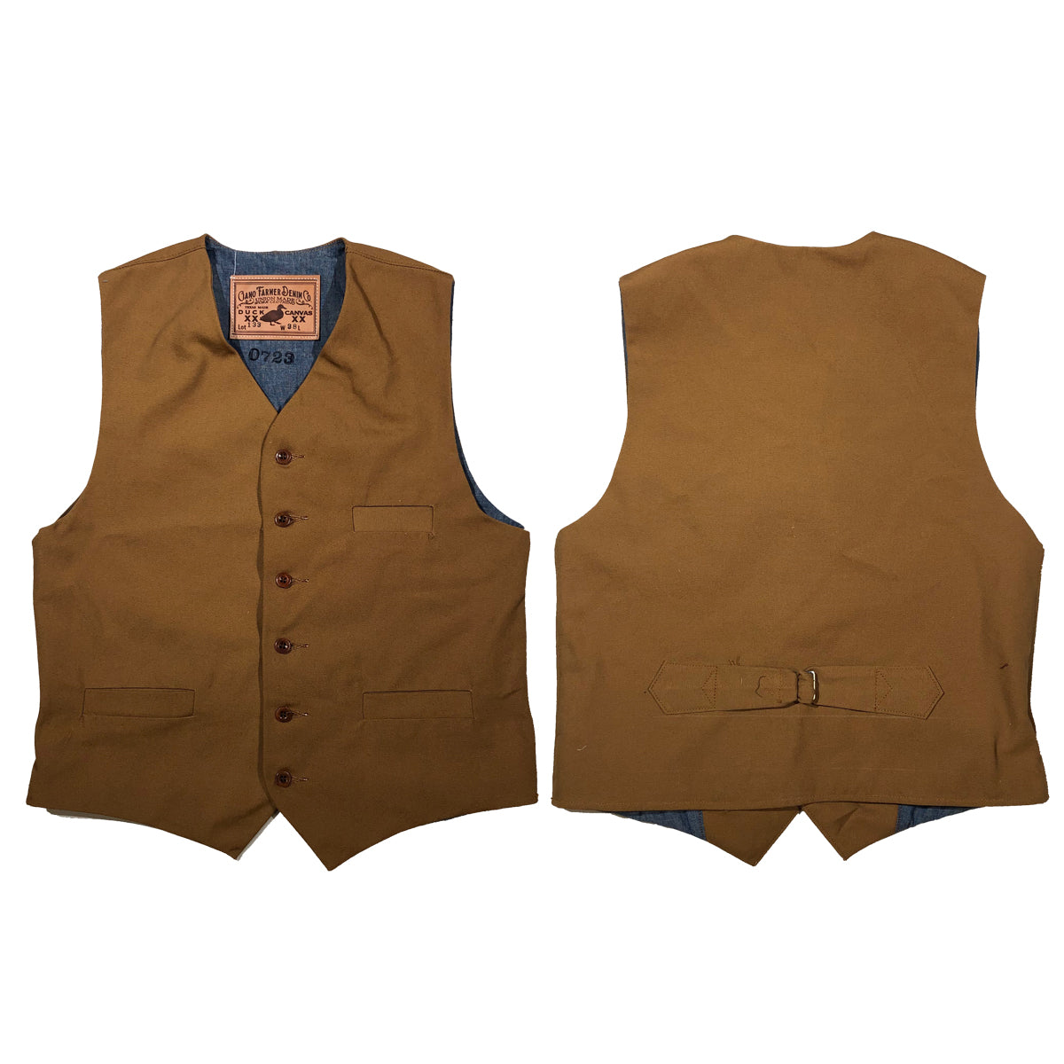 Waist Length Washed Prairie Canvas Vest in Duck Brown - Now Medium