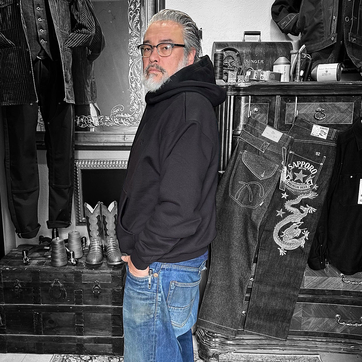 26oz / 870GSM Ultra Heavy Weigh Hoodie - 100% ORGANIC Cotton Black French Terry