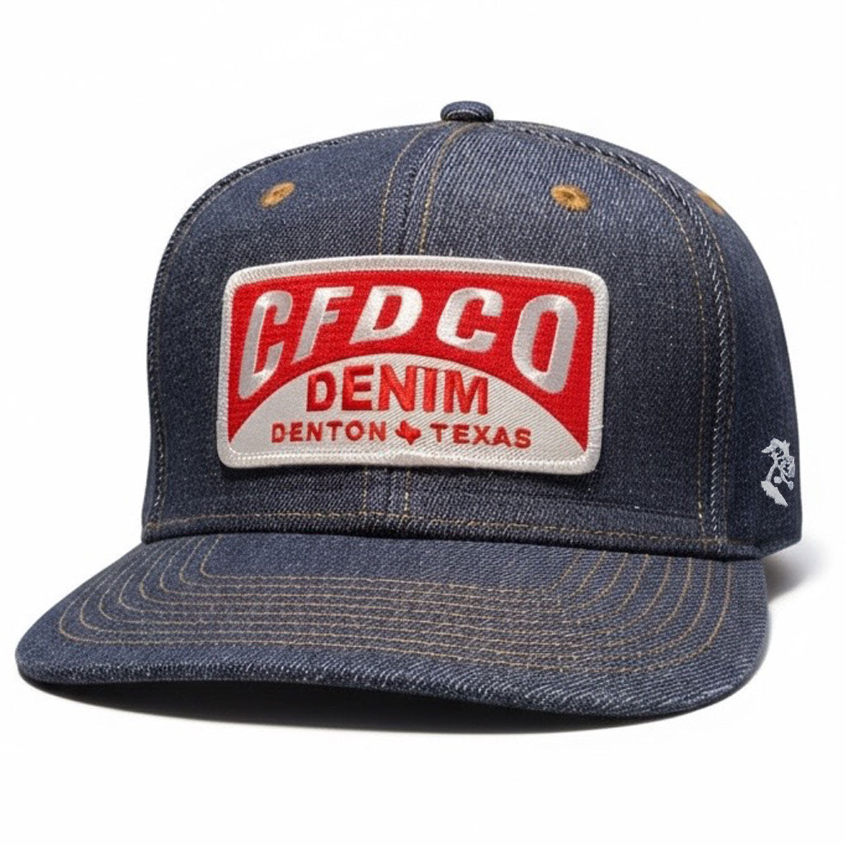 14oz Cone Mills Denim Snapback HAT CFDCo Garage Patch - Mid Crown