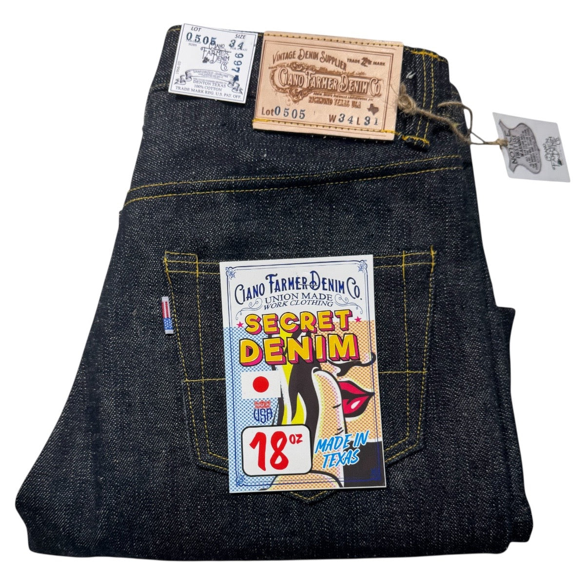 #0505 16oz Japanese INDIGO 'Secret Denim" Selvage 5 Pocket Version