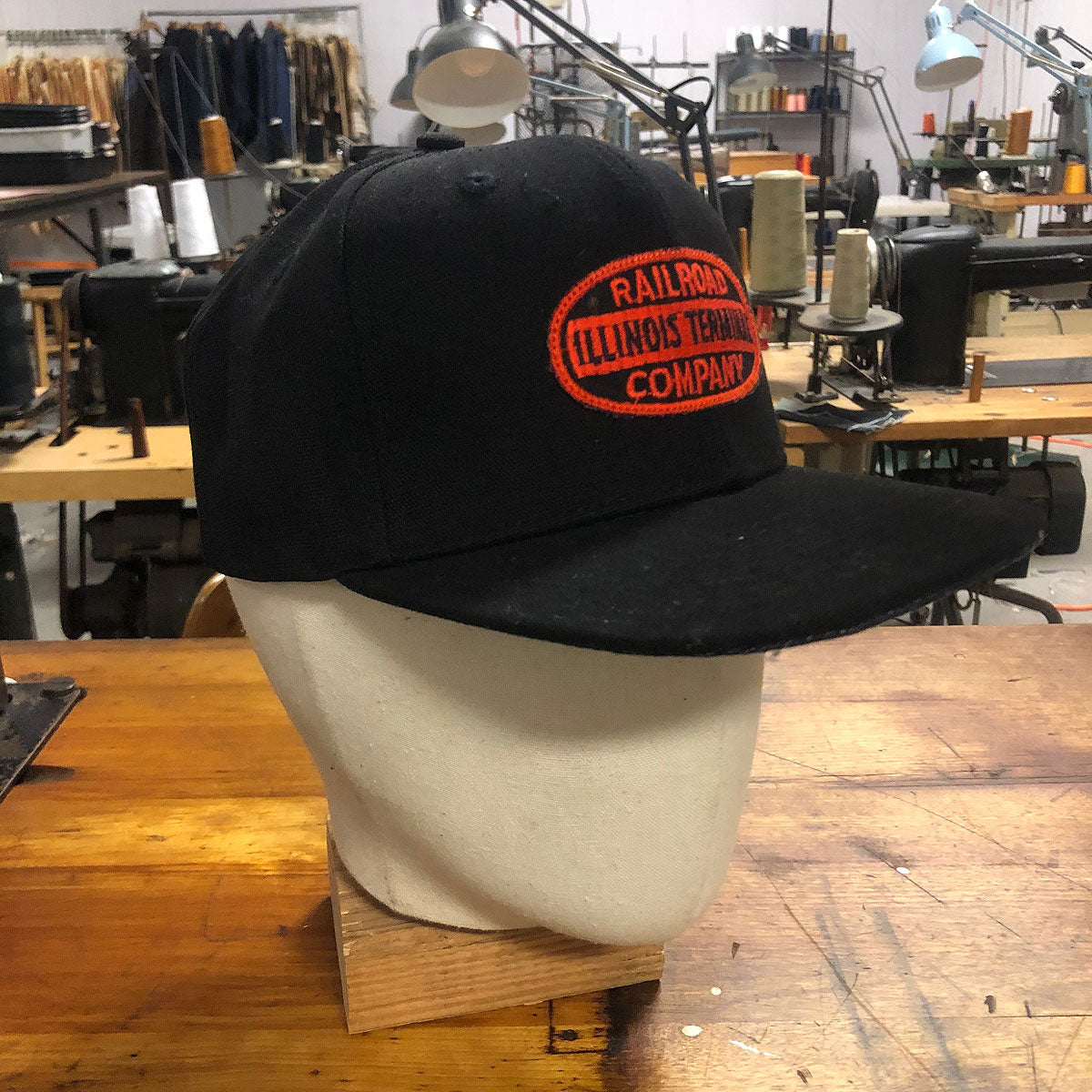 18oz Duck Canvas Black Vintage HAT Patch 60s "Illinois Terminal Railroad" Patch