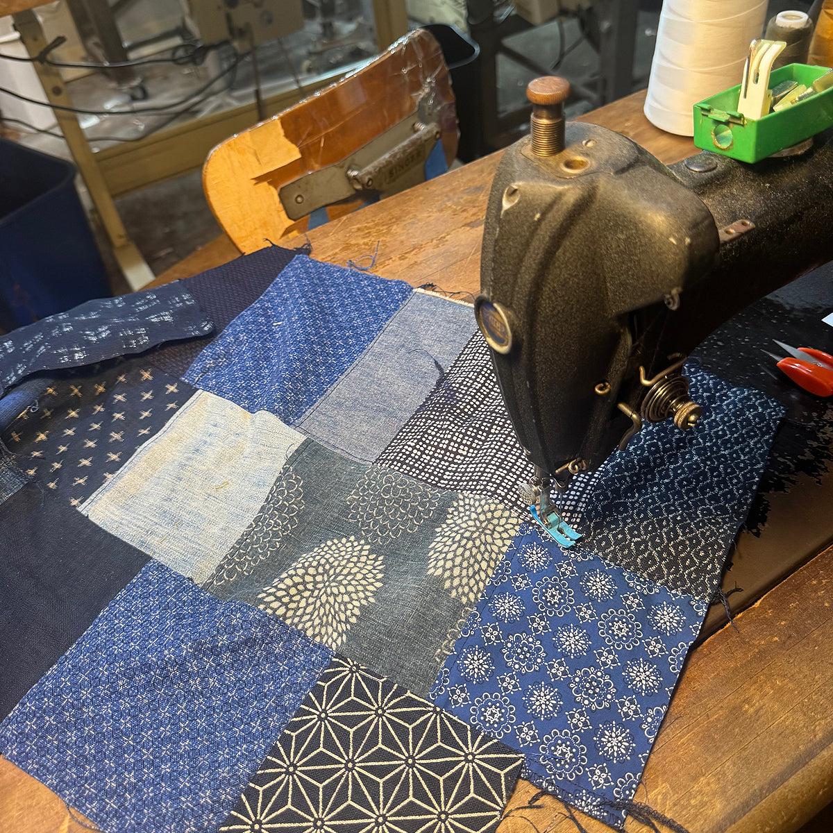 Indigo Handmade Patchwork Camp Shirt