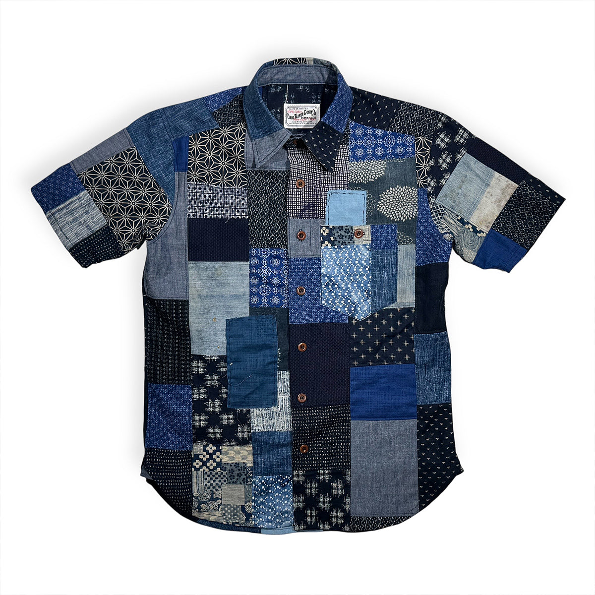 Indigo Handmade Patchwork Camp Shirt