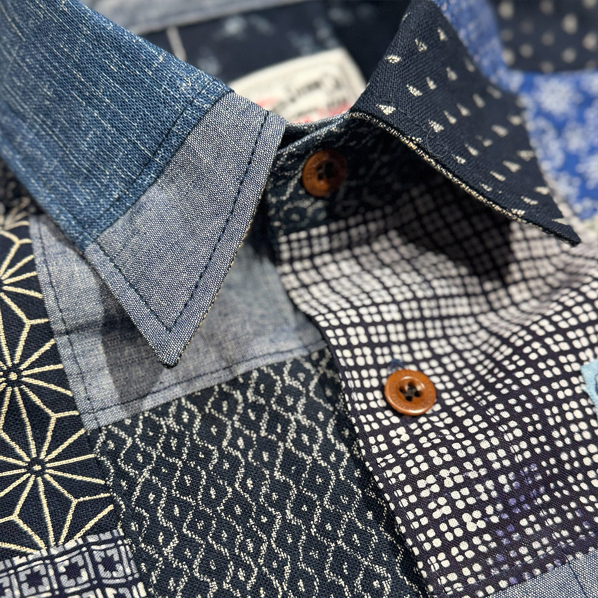 Indigo Handmade Patchwork Camp Shirt
