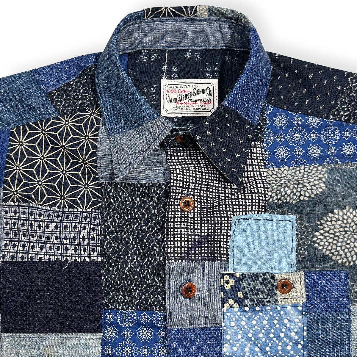 Indigo Handmade Patchwork Camp Shirt