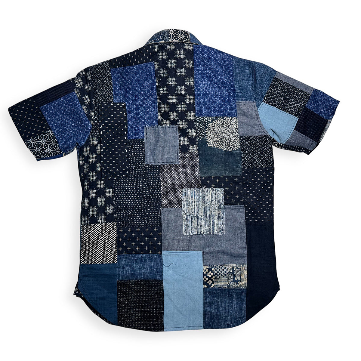 Indigo Handmade Patchwork Camp Shirt