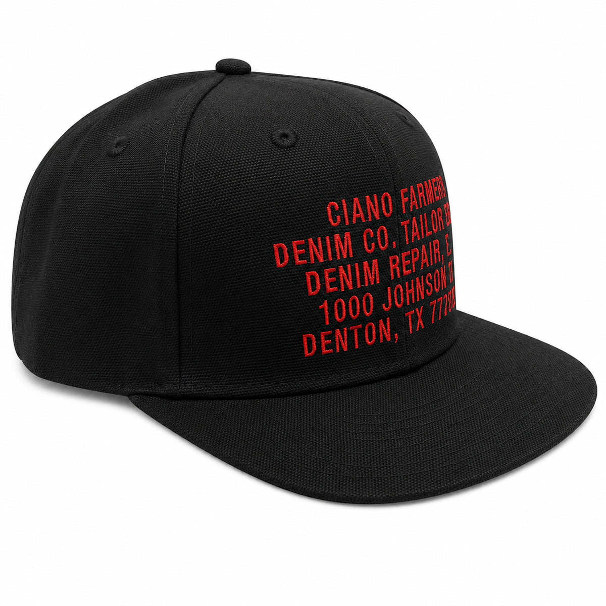 18oz USA Duck Canvas Black Snapback HAT CFDCo Store Embroidery - Mid Crown