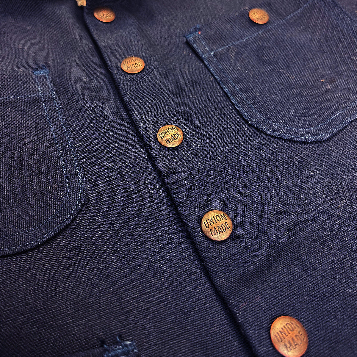 #133 12oz Duck Canvas Type SW Waistcoat Navy Shearling Wool/Silk Collar