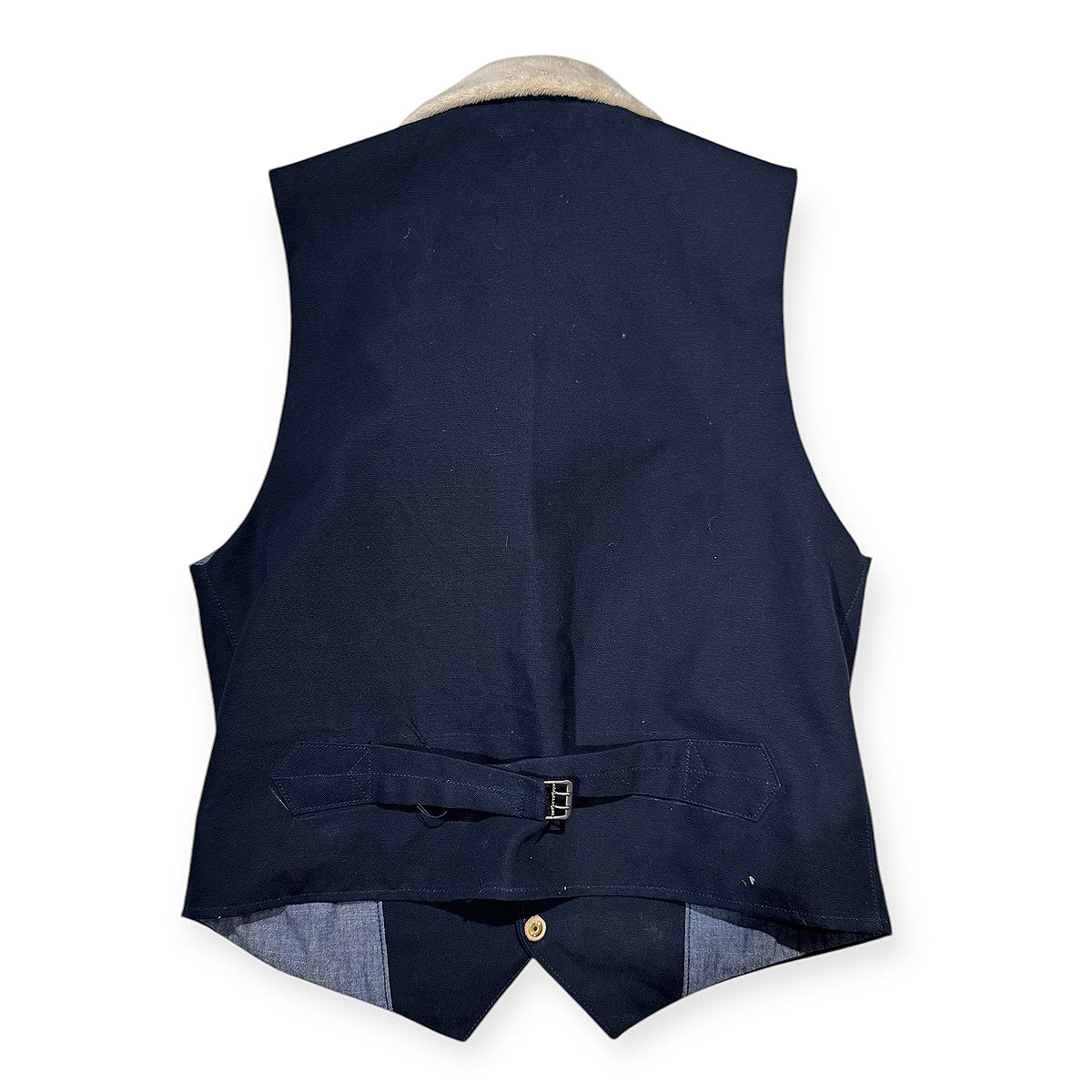 #133 12oz Duck Canvas Type SW Waistcoat Navy Shearling Wool/Silk Collar