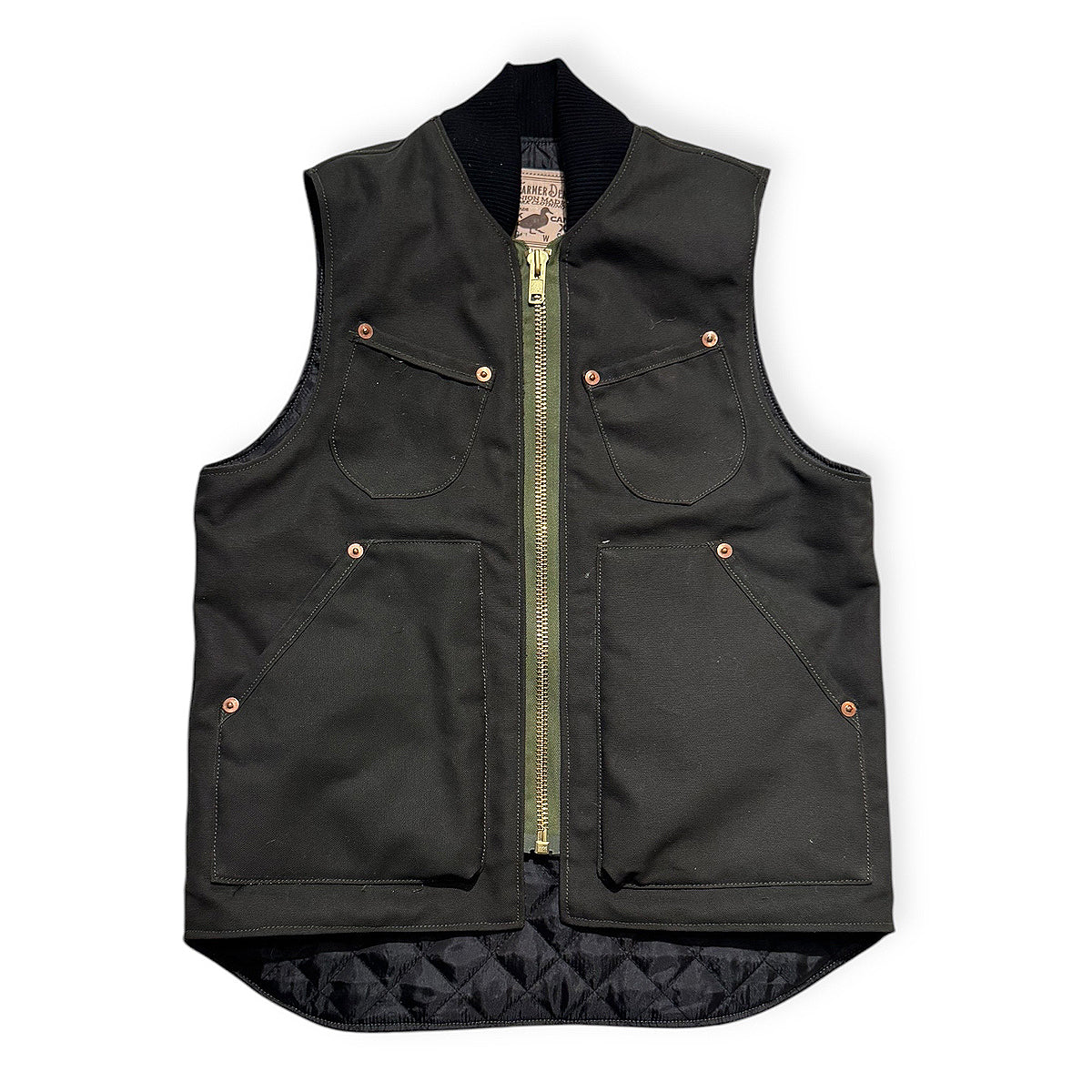 #133 12oz Duck Canvas Lined Workman Waistcoat Olive