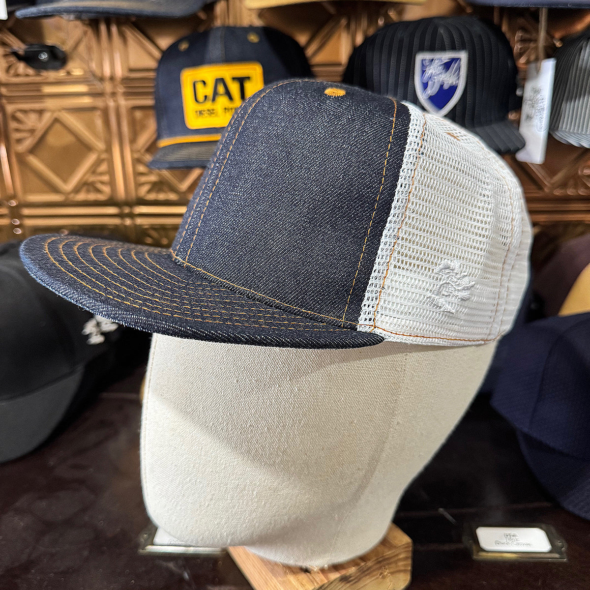 #1968 Cone Mills Denim/Mesh Snapback HAT- High Crown
