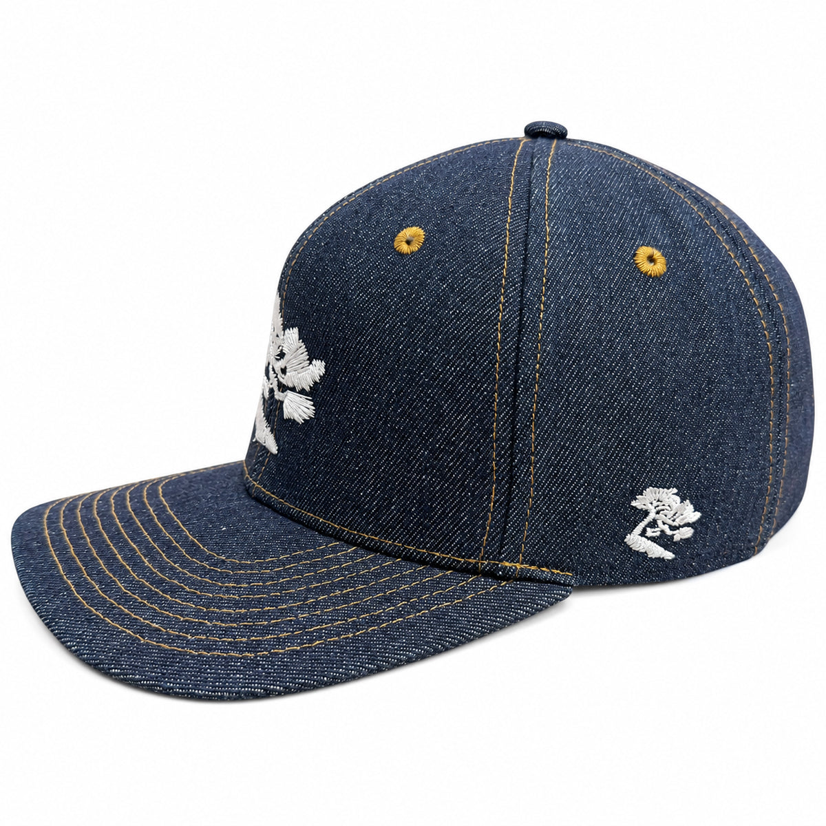 14oz Cone Mills Denim Snapback HAT CFDCo Embroidery TM Logo - Mid Crown