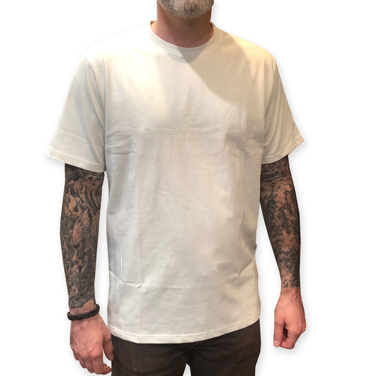 8.4oz TEXAS MADE "HEAVY ORGANIC" Crew Neck Vintage White
