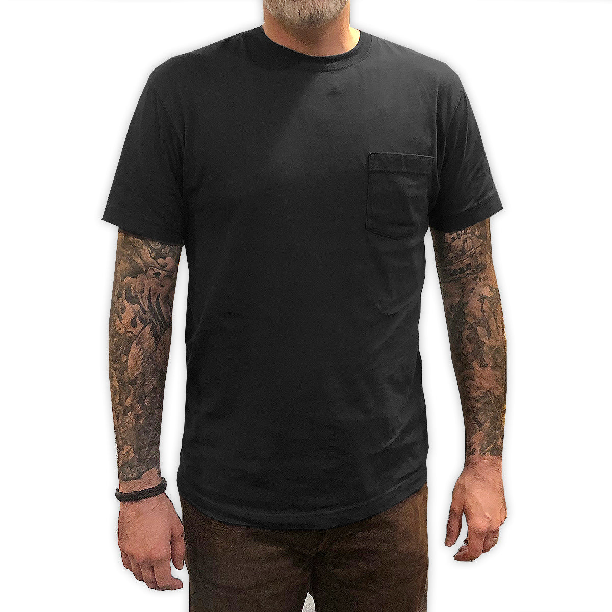 4.4oz TEXAS MADE " Pocket " Crew Neck Black