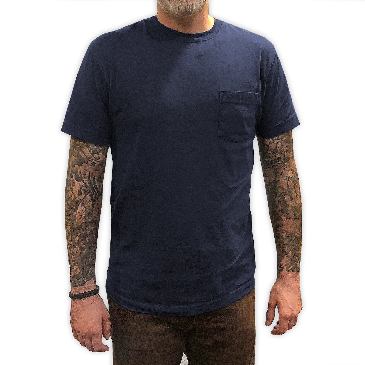 4.4oz TEXAS MADE " Pocket " Crew Neck Navy
