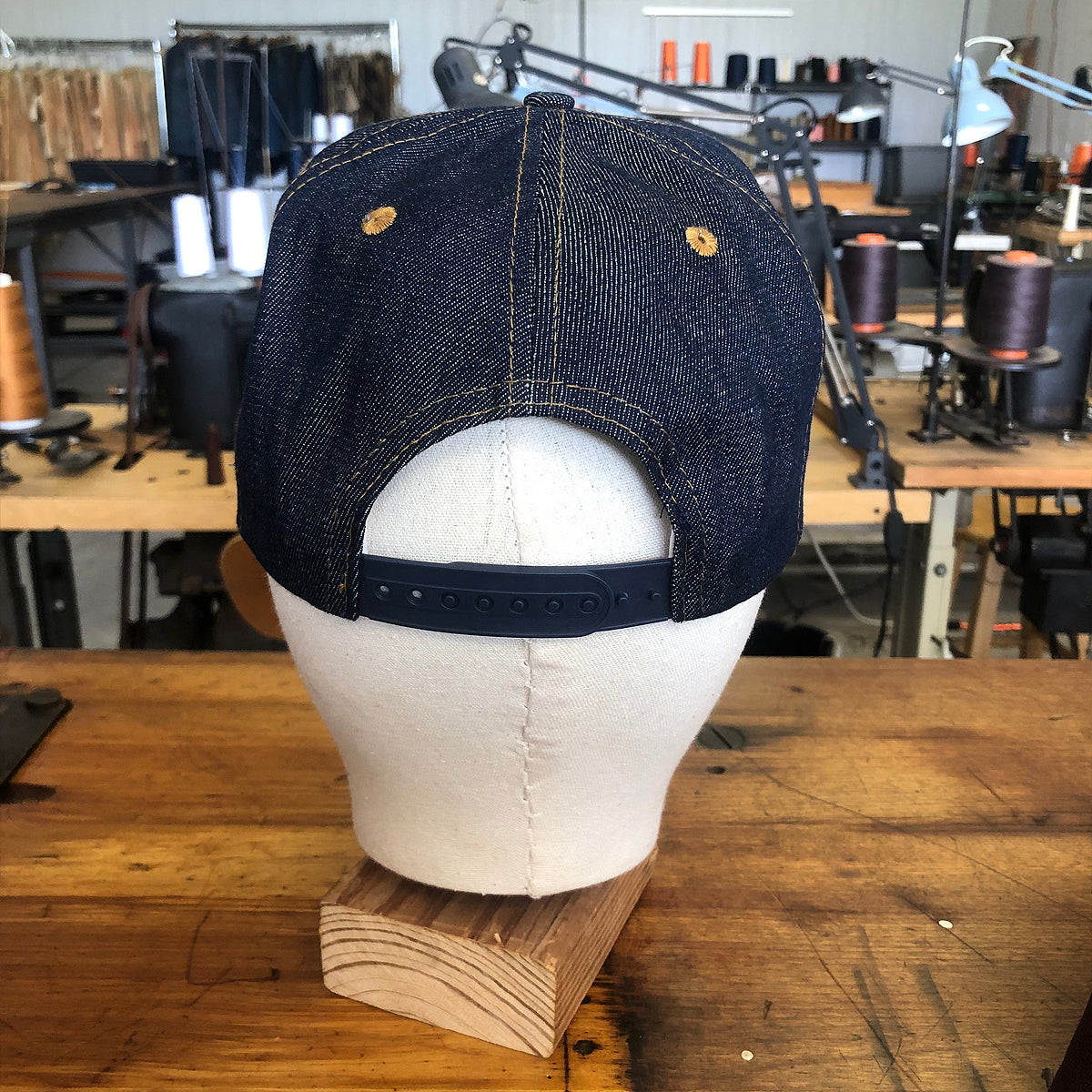 14oz Cone Mills Denim Snapback HAT "USA Flag" Patch-Mid Crown