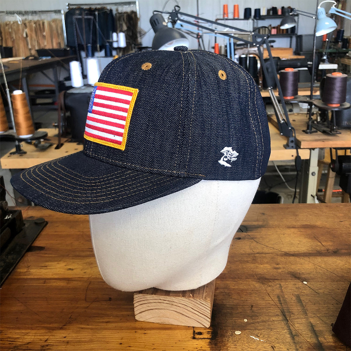 14oz TEXAS Denim Snapback HAT "USA Flag" Patch