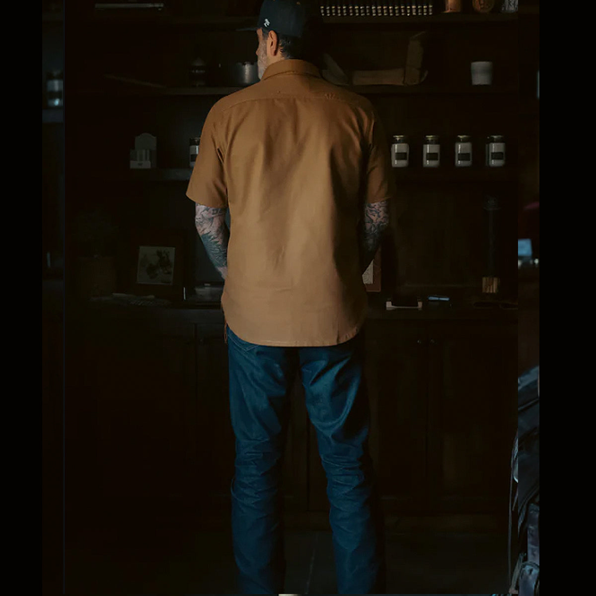 #131 10oz Duck Canvas Ochre BROWN Saw Tooth Work Shirt Short Sleeve