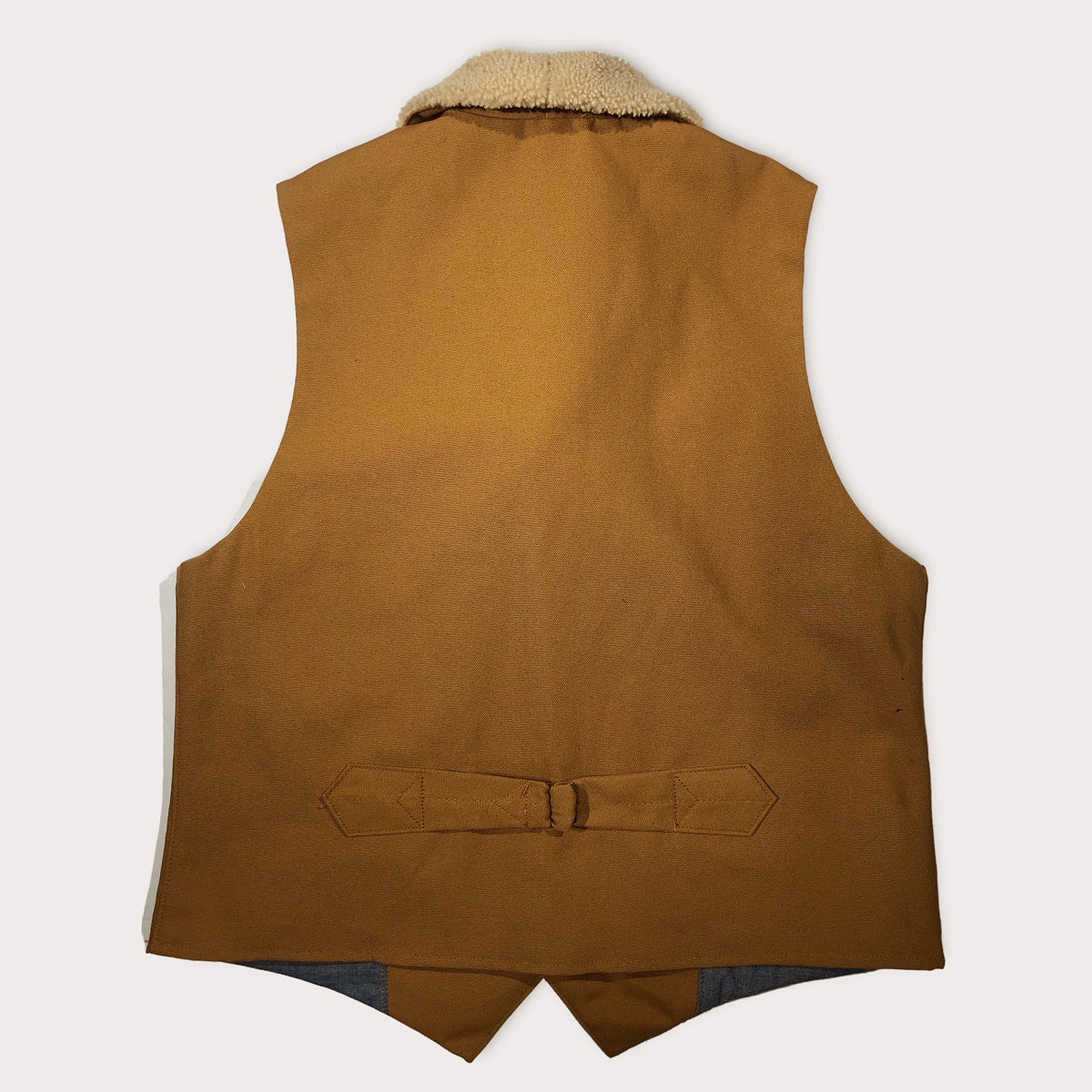 12oz Ochre Duck Canvas Type D Waistcoat Shearling Wool Collar
