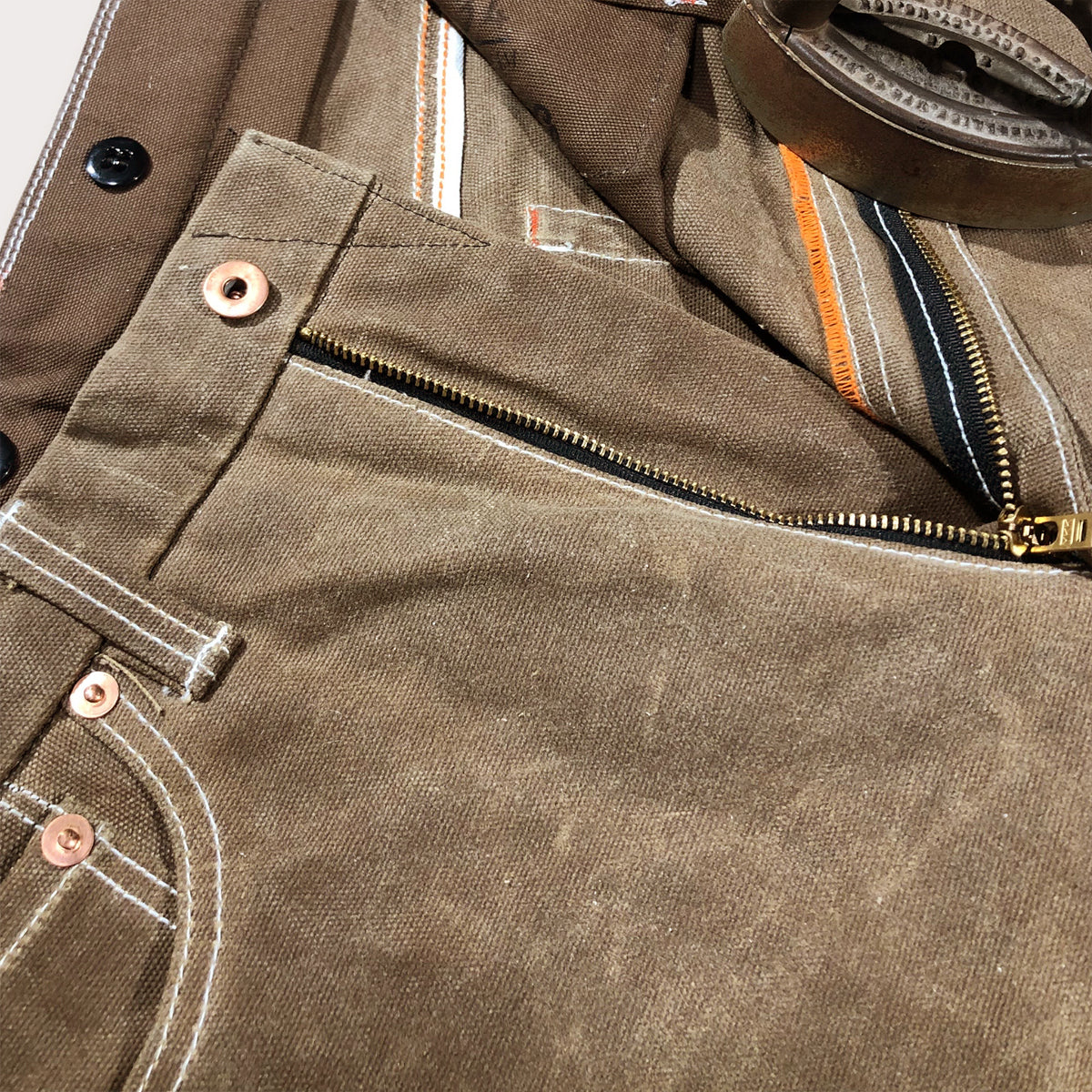 18oz WAX Duck Canvas Nutmeg Brown 5 pocket Model