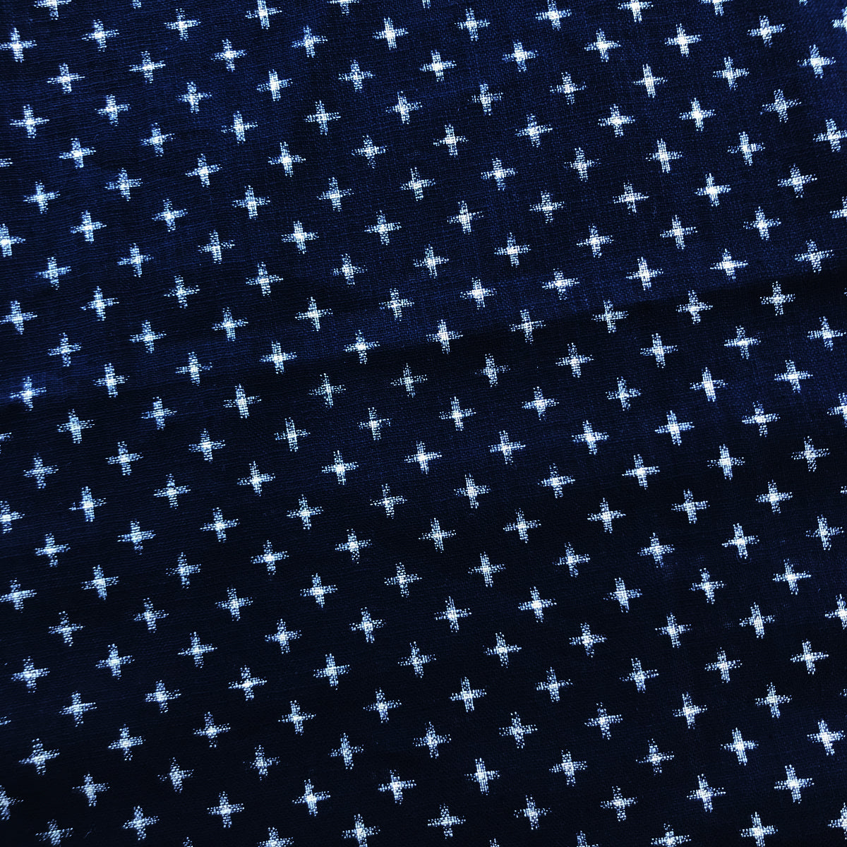 Japanese Nara Cotton Canvas Indigo Handkerchief 27.5 x 27.5 "CROSS"