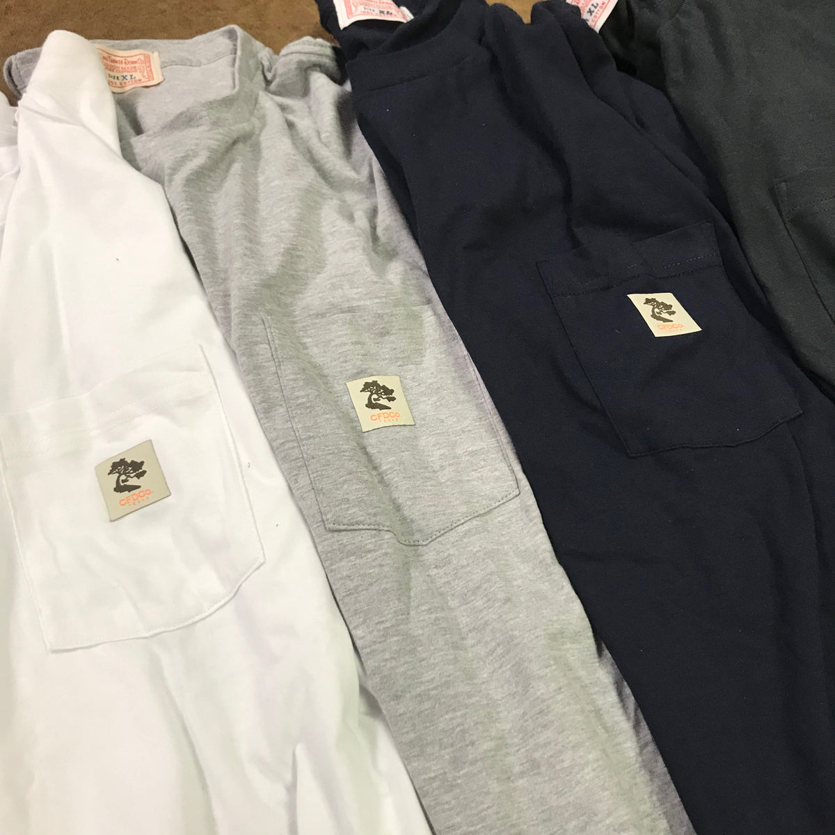 4.4oz TEXAS MADE " Workman Pocket " Crew Neck White