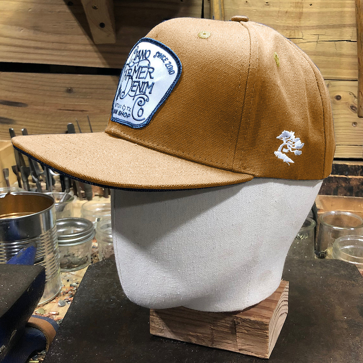 18oz USA Duck Canvas Snapback HAT Blank "OCHRE" Fisherman Patch