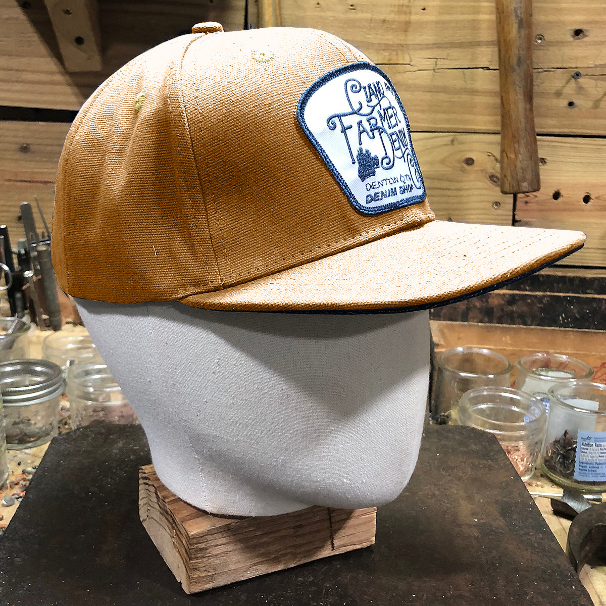 18oz USA Duck Canvas Snapback HAT Blank "OCHRE" Fisherman Patch