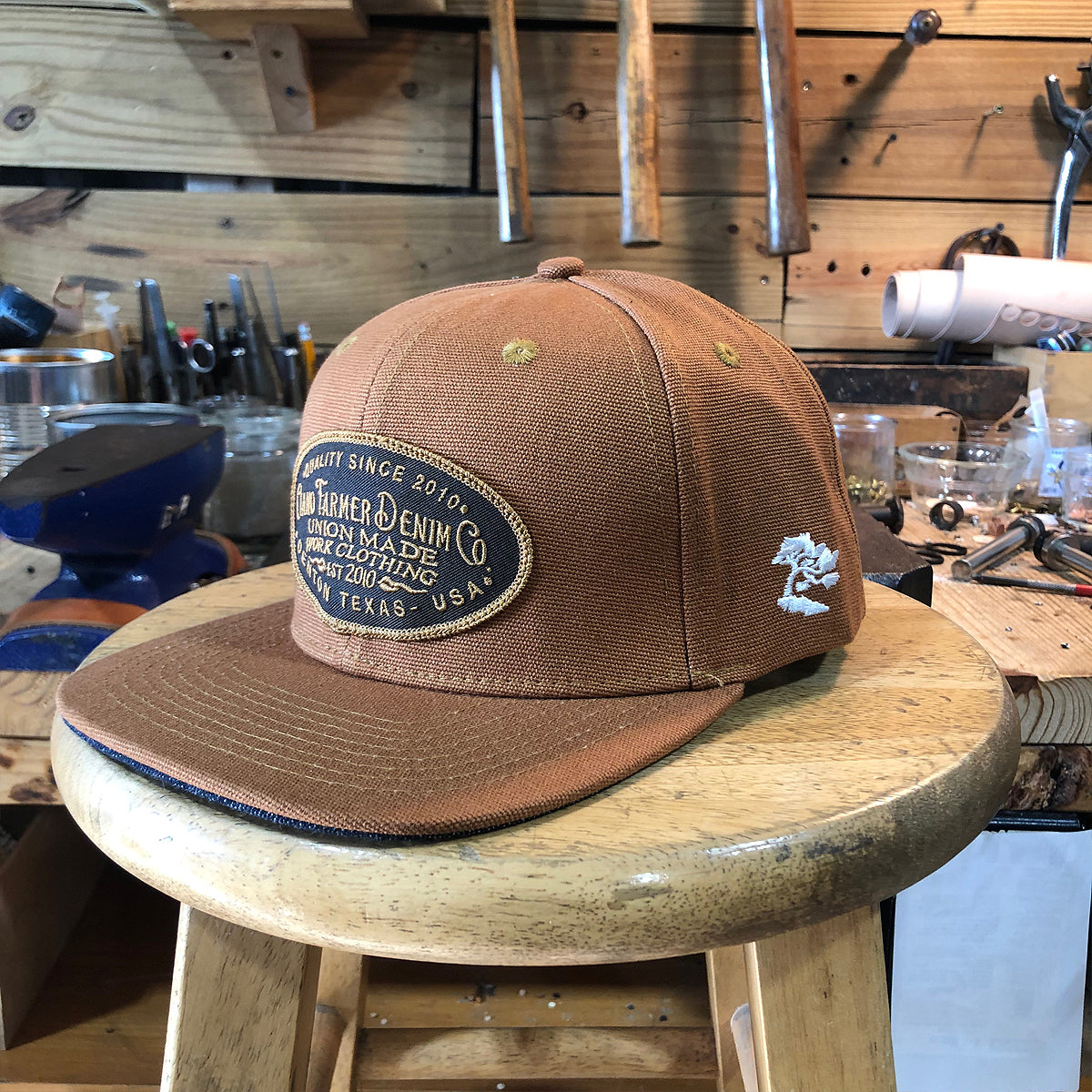 18oz USA OCHRE Duck Canvas Snapback HAT CFDCo Shop Patch