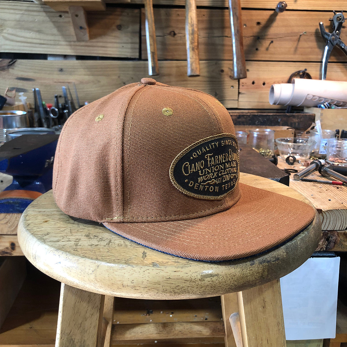 18oz USA OCHRE Duck Canvas Snapback HAT CFDCo Shop Patch
