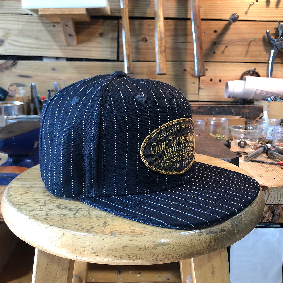 13.5oz Japanese Indigo/Indigo WABASH White Selvage Snapback HAT CFDCo Shop Patch