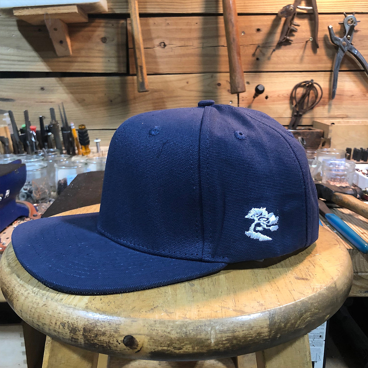 18oz USA Duck Canvas Snapback HAT Blank "NAVY"